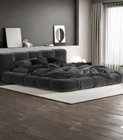 Ambiance Tufted Velvet Bed Frame with Premium Engineered Wood and Reinforced Seating Support - Bahoo Interior UAE