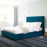 Valencia Grande Velvet Wingback Bed – Kiln-Dried Solid Hardwood Frame with Ergonomic Lounge Seating Support - Image 5