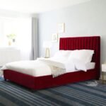 Valencia Grande Velvet Wingback Bed – Kiln-Dried Solid Hardwood Frame with Ergonomic Lounge Seating Support - Image 4