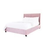 Valencia Grande Velvet Wingback Bed – Kiln-Dried Solid Hardwood Frame with Ergonomic Lounge Seating Support - Image 2