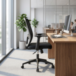 Bahoo Ergo Comfort Mesh Task Chair – Ergonomic Medium Back Office Chair with Orthopedic Lumbar Support (Matte Black)