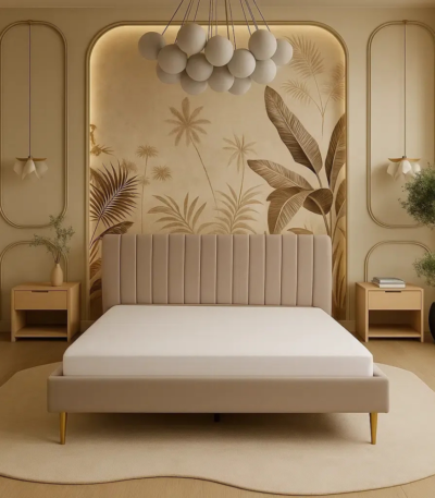 Softpanel Premium Velvet Bed - Modern Modular Floating Panel Platform Bed by Bahoo Interior UAE