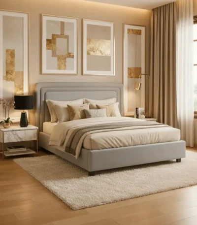 Monaco Premium Velvet Luxury Upholstered Bed by Bahoo Interior UAE