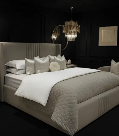 SereneRest Premium Fabric Upholstered Bed Frame by Bahoo Interior UAE - High-quality bedroom furniture.