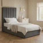 Zenith Vertical Paneled Velvet Bed – High-Profile Luxury Upholstered Platform Frame - Image 4