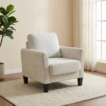 The Aura Bouclé-Feel 1-Seater Lounge Chair – Cream1