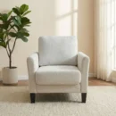 The Aura Bouclé-Feel 1-Seater Lounge Chair – Cream1
