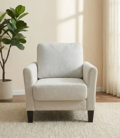 The Aura Bouclé-Feel 1-Seater Lounge Chair – Cream1