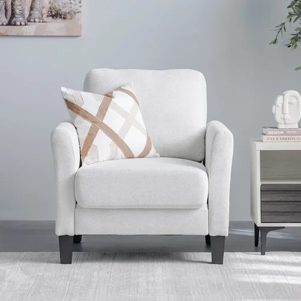 The Aura Bouclé-Feel 1-Seater Lounge Chair – White1