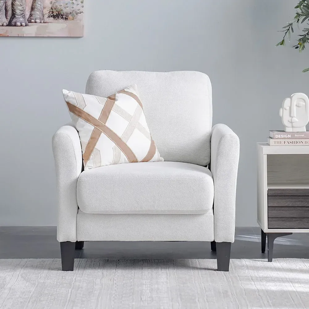 The Aura Bouclé-Feel 1-Seater Lounge Chair – White1
