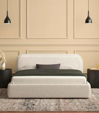 Haven Premium Bouclé Upholstered Bed Frame - Modern Low-Profile Platform Bed by Bahoo Interior UAE