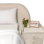 Oslo Scandinavian Bouclé Bed – Rounded Low-Profile Upholstered Platform Frame - Image 4