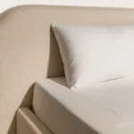 Oslo Scandinavian Bouclé Bed – Rounded Low-Profile Upholstered Platform Frame - Image 2