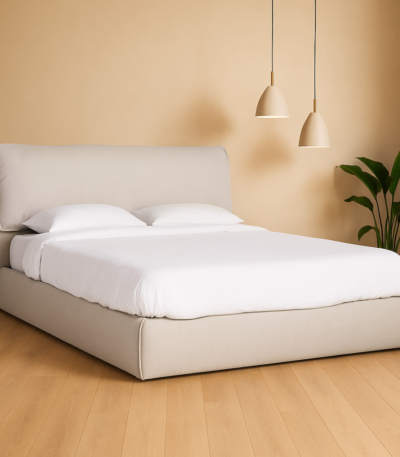 Zelma Modern Bouclé Upholstered Bed Frame - Minimalist Low-Profile Platform Bed by Bahoo Interior UAE