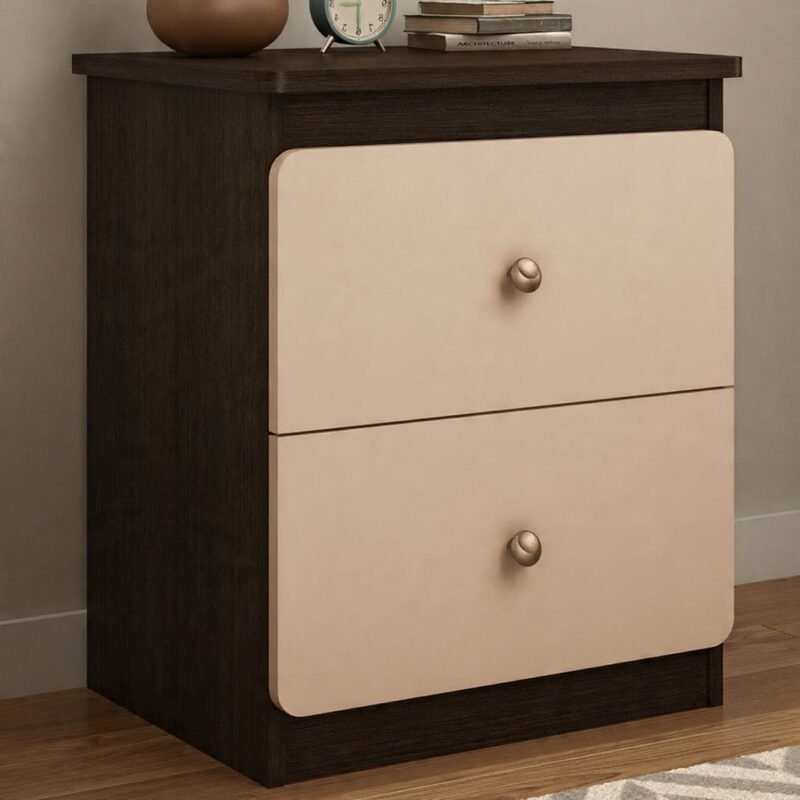 Modern 2-drawer bedside table with minimalist design for bedroom storage - Bahoo Interior UAE