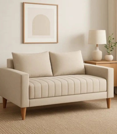 Oslo Modern Cream Fabric 2 Seater Sofa for Contemporary Living Room | Bahoo Interior UAE