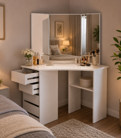 Thalia Grand Dressing Unit with integrated full-length mirror and smart storage by Bahoo Interior UAE