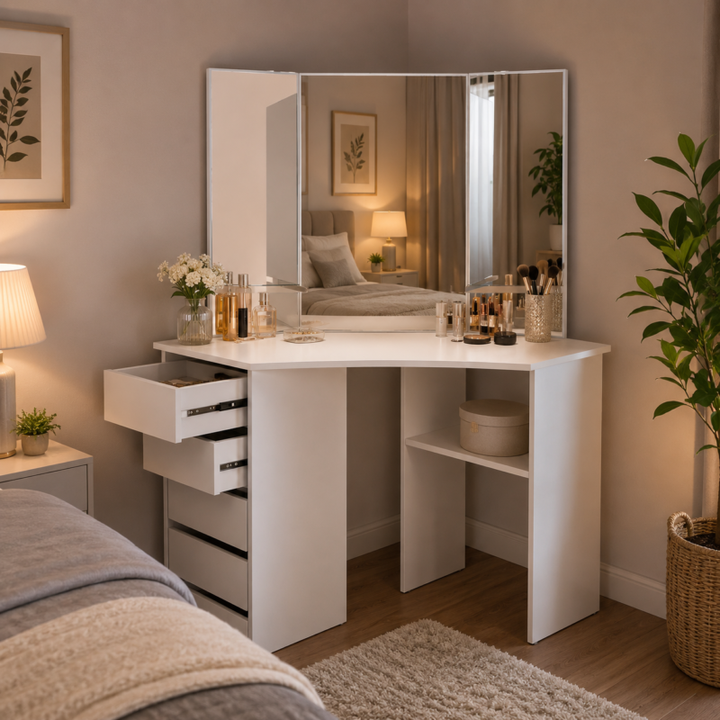 Thalia Grand Dressing Unit with integrated full-length mirror and smart storage by Bahoo Interior UAE