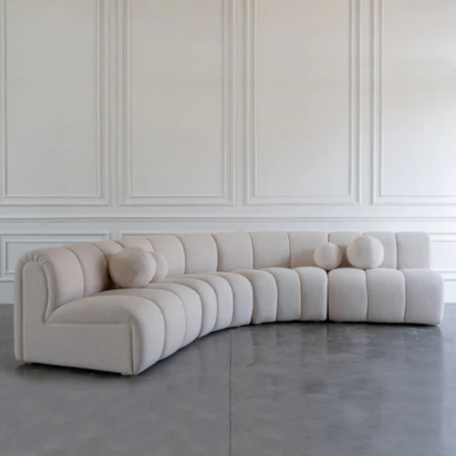 29 Ivy Curved Modular Sectional Sofa – Luxury Bouclé Corner Sofa | Bahoo Interior UAE - Image 1