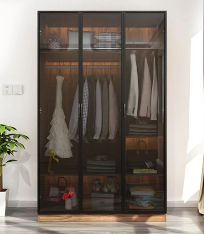 ModuLine 3-Door Glass Wardrobe with Soft-Close Hinged Doors by Bahoo Interior UAE