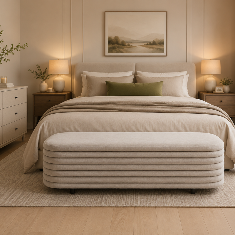 Leta Velvet Upholstered Bench with Hidden Storage - Bahoo Interior UAE