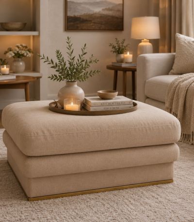 Remi Modern Velvet Lounge Puff Ottoman Pouf by Bahoo Interior UAE