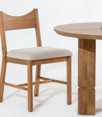 Bahoo Aestra Fluted Solid Wood Dining Chair with Cushioned Seat