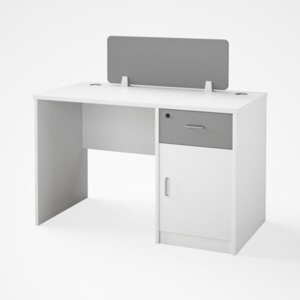 The Serene Blanc Executive Workstation with Integrated Privacy Panel