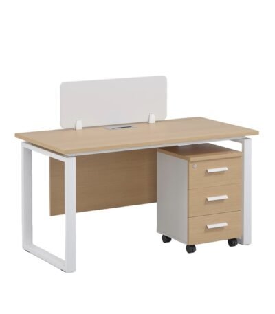 Premium Oak Wood Workstation with minimalist design by Bahoo Interior UAE