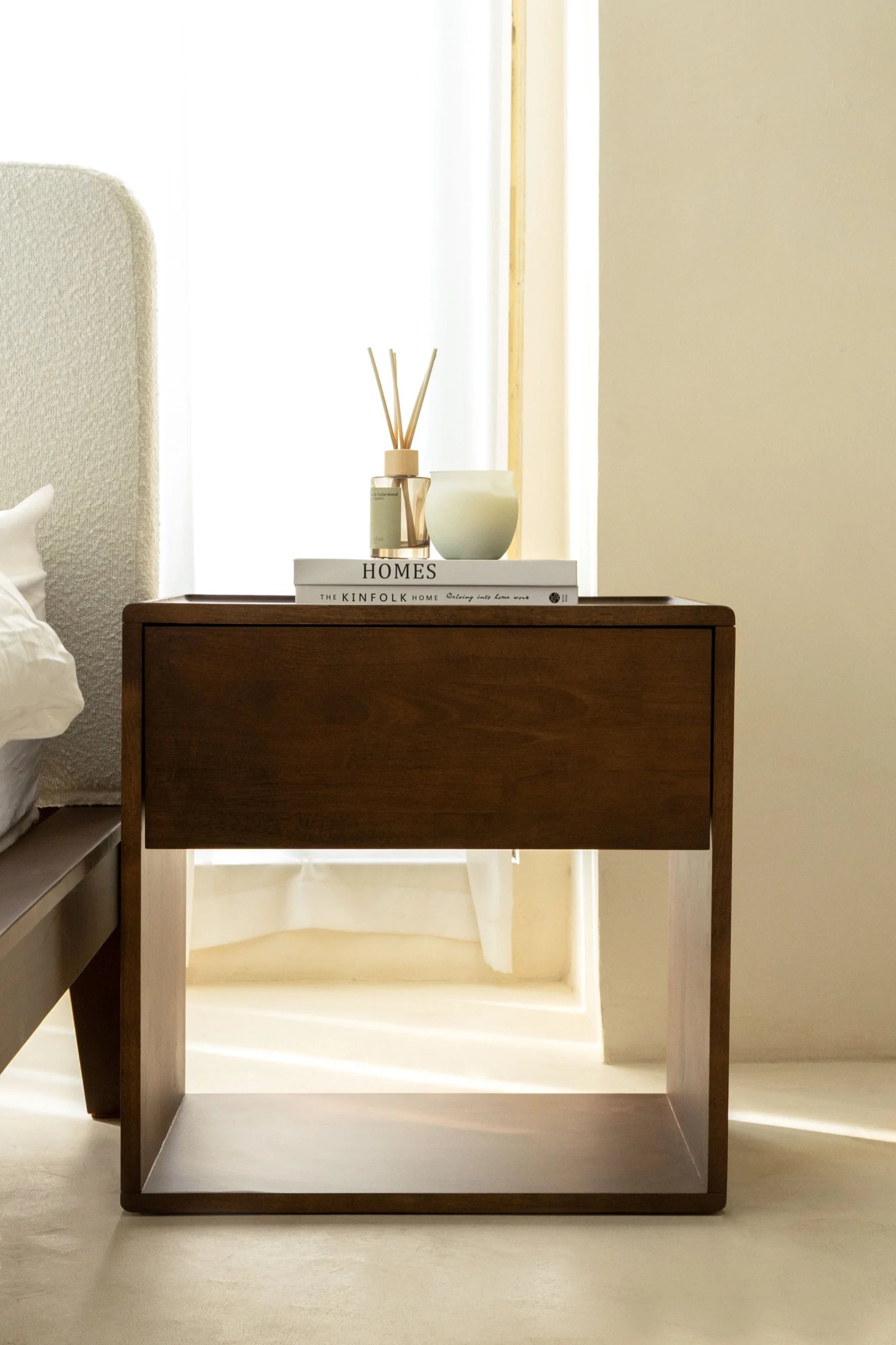 Avelyn Natural Oak Kids Bedside Tabledark wood (1) Bahoo Avelyn Natural Oak Kids Bedside Table with Storage Drawer