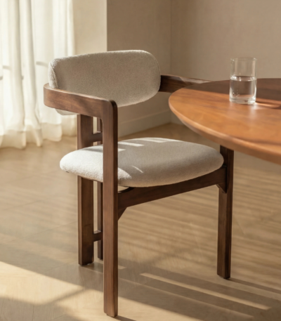 Bahoo Bruni Curved Back Dining Chair in Soft Beige