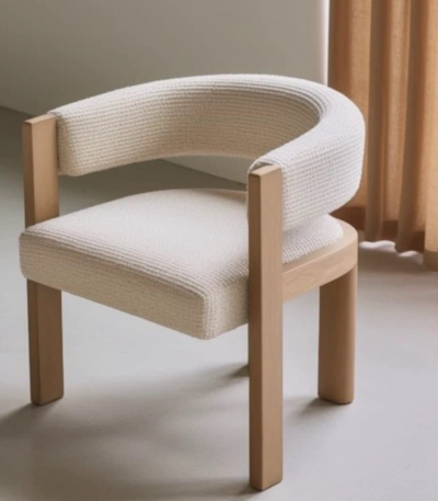 Bahoo Aurelia Curved Wooden Accent Chair – Upholstered Modern Dining & Lounge Chair