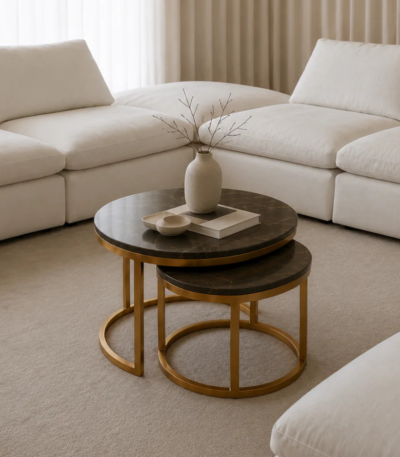 Bahoo Felicity Natural Limestone Block Coffee Table with Matte Finish