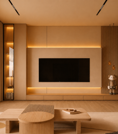 Bahoo Lumina Luxury Backlit TV Wall Panel & Floating Media Console