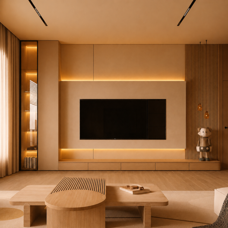 Bahoo Lumina Luxury Backlit TV Wall Panel & Floating Media Console