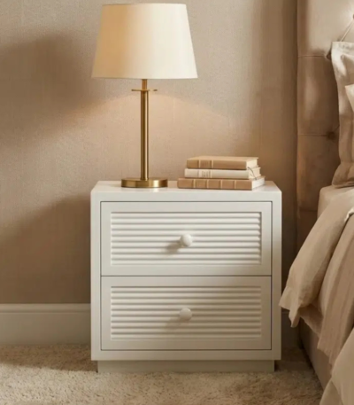 Bahoo Luna Grace Bedside Table – Modern 2-Drawer Nightstand