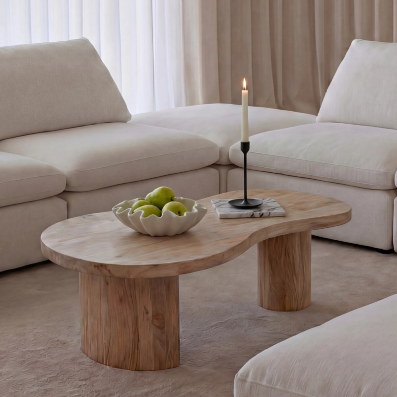Bahoo Valenza Solid Mango Wood Storage Coffee Table - handcrafted wooden center table with storage