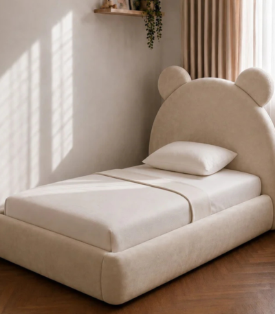 Bahoo Cubino Upholstered Kids Bed with Teddy Bear Headboard