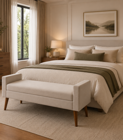 Softline Premium Upholstered Storage Bench – Modern Bed-End Ottoman by Bahoo Interior UAE