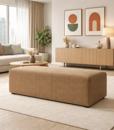 Marlowe Upholstered Bench by Bahoo Interior, elegant fabric seating for luxury home decor in the UAE.