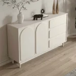 Cole Mid-Century Modern Rattan & Walnut Sideboard Cabinet - Image 10