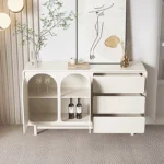 Cole Mid-Century Modern Rattan & Walnut Sideboard Cabinet - Image 7
