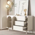 Cole Mid-Century Modern Rattan & Walnut Sideboard Cabinet - Image 8