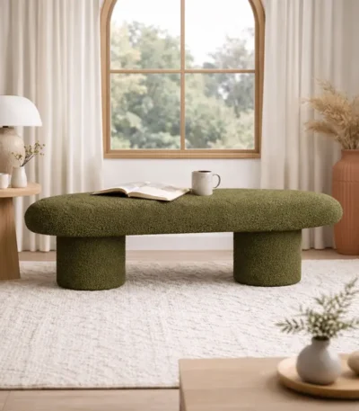 Aura Pebble Upholstered Accent Bench by Bahoo Interior UAE - modern pebble-shaped seating for luxury interiors.
