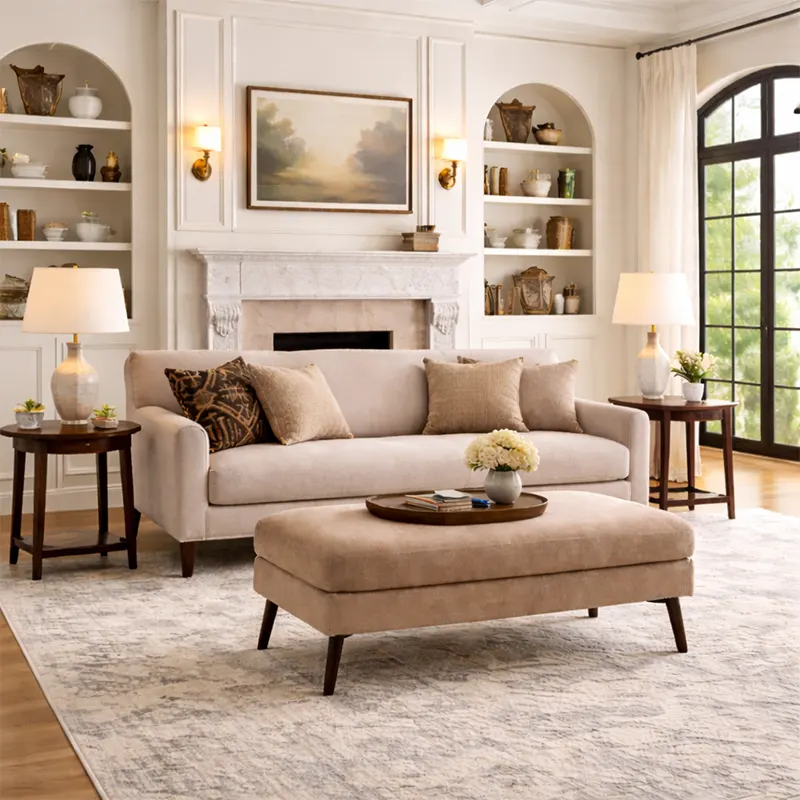 Elysia Upholstered Bed-End Ottoman Bench with Tapered Wooden Legs - Bahoo Interior
