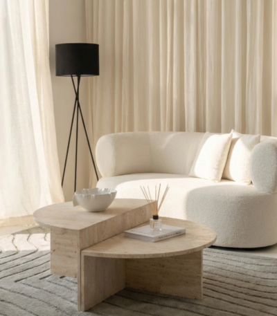 Bahoo Emmeline Nesting Premium Beige Travertine Coffee Table Set