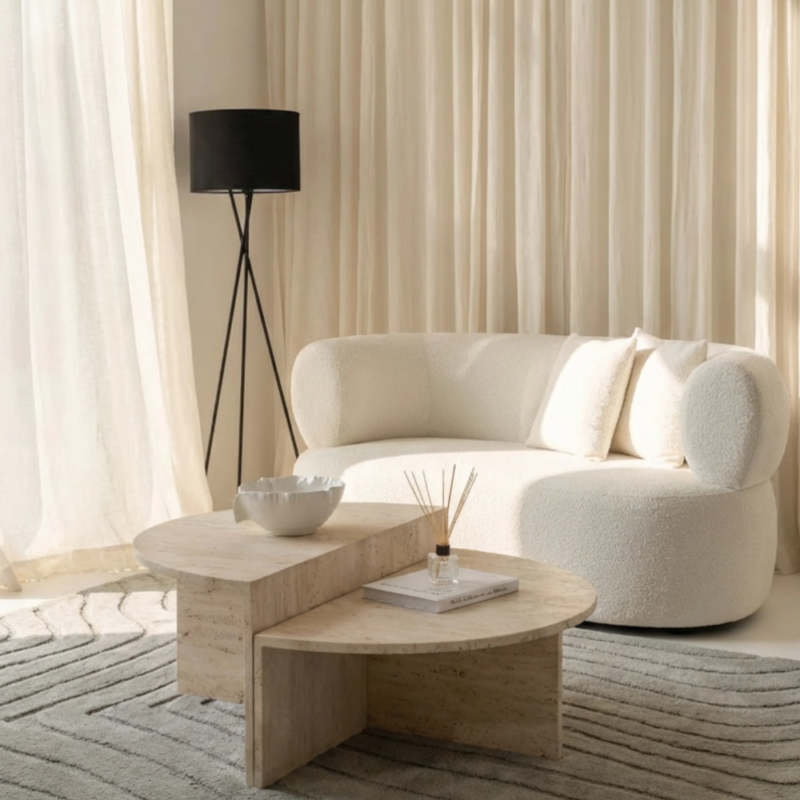 Bahoo Emmeline Nesting Premium Beige Travertine Coffee Table Set