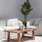 Euphemia Modern Live Edge Acacia Coffee Table with Open Storage Base - Image 2
