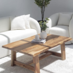 Euphemia Modern Live Edge Acacia Coffee Table with Open Storage Base - Image 4