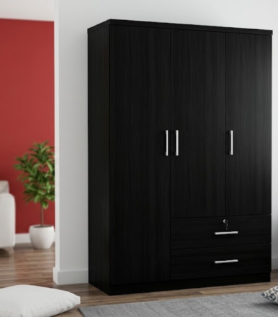 Bahoo Leo Modern 4-Door Wardrobe with Drawers & Shelves - Stylish bedroom storage solution in UAE.